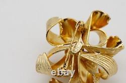 Christian Dior GROSSE 1966 Vintage Large Vivid 3D Ribbon Knot Bow Brooch, Gold