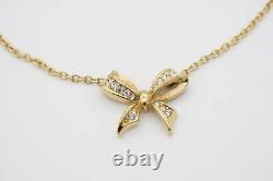 Christian Dior Vintage 1970s Knot Bow Swarovski Crystals Pendant Necklace, Gold
