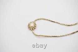Christian Dior Vintage 1970s Oval White Pearl Swarovski Crystals Necklace, Gold