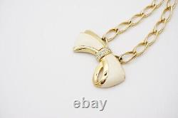 Christian Dior Vintage 1980s Beige Knot Bow Crystal Chunky Choker Necklace, Gold