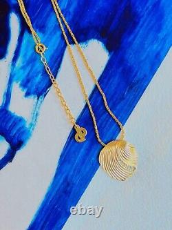Christian Dior Vintage 1980s Modernist Shell Crystals Pendant Necklace, Gold