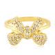 Christmas Gift Bow Design Midi Ring 0.43 ct Pave Diamond 18k Solid Gold Jewelry