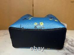 Coach Mini Town Bucket Bag With Floral Bow Print C7974 Silver/Blue Multi