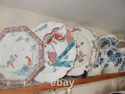 Collection 18th cent English porcelain. 45 pieces, Chelsea, Bow, Lowestoft, Worcester