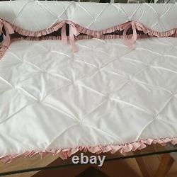 Cotbed Bedding Quilt +Teething Rail Cover Ruffles and Bows Handmade Cot Bedding