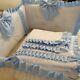 Cotbed Bedding filled Quilt + Bumper with Ruffles and Bows Handmade Cot Bedding