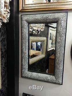 Crackle Bow Design Wall Mirror Black Frame Mosaic Glass 120X80cm New Handmade