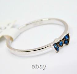 Dainty 14k White Gold Blue Sapphire Ribbon Butterfly Promise Sweetheart Ring