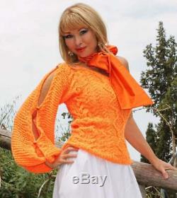 Designer Handmade Knitted Mohair Sweater with Bow for special events