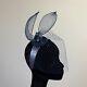 Designer Headpiece Headband Fascinator Hat Crystal Navy Crin Bow Handcrafted UK