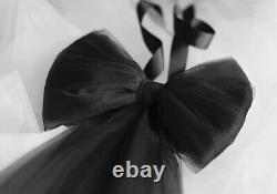 Detachable Black Bow With Tail. Black Bridal Bow Bustle belt. Large Bow Belt