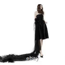 Detachable black tulle half overskirt with train. Gothic steampunk bustle belt