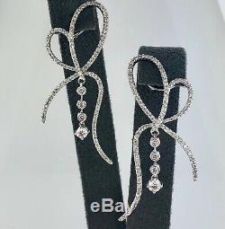 Diamond Bow Mobile Drop Earrings 18k White Gold 1.60 TCW