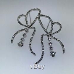 Diamond Bow Mobile Drop Earrings 18k White Gold 1.60 TCW