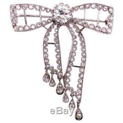 Diamond Edwardian Style Platinum Bow Brooch Pin