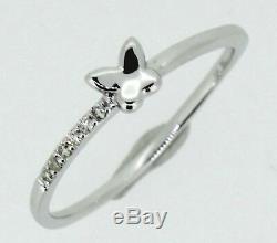 Diamond Unique Butterfly Ring 14K White Gold 0.03 CT Fine Jewelry Women Fashion