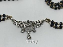 Diamonds & Onyx Necklace Handmade 22ct Yellow & White Gold 59cm/23 Bespoke
