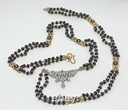 Diamonds & Onyx Necklace Handmade 22ct Yellow & White Gold 59cm/23 Bespoke