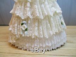Dollhouse Miniatures Karen Benson Handmade White Victorian Dress with Blue Bow