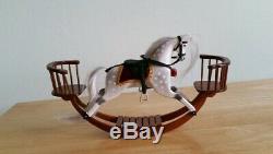 Dolls House Miniature Handmade Wooden Bow Rocking Horsewith Seats 1.12 Scale