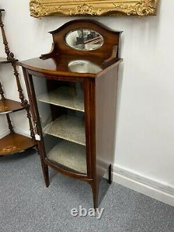Edwardian Mahogany Bow Fronted display Cabinet With Mirror Back