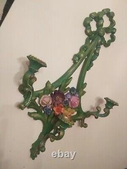 Exquisite Michal Negrin Victorian Baroque Ornate Roses Bow Wall Sconce Floral
