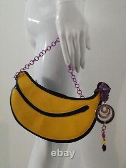 Fashion bag hand handle shoulder vinyl leather luxury brand chain pop art banana