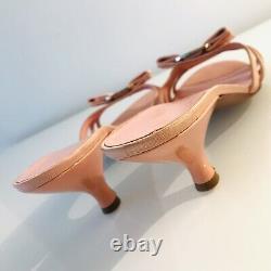 Ferragamo Pink Sandals Vara Bow Kitten Heel Mules New 7c / 37 / Uk 4