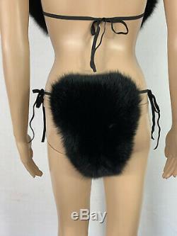 Fox Fur Bikini Two Pieces Double Sided Fur Black Fur Color Fur Panties and Top