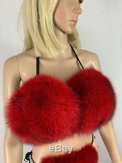 Fox Fur Bikini Two Pieces Double Sided Fur Red Color Fur Panties and Top