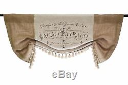 French Country Script Linen And Burlap Valance For A Regular, Bay, Or Bow Window