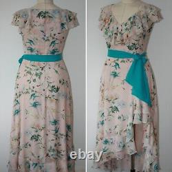 Frill viscose Dress, floral, Design, handmade, unique, Brand new size 12