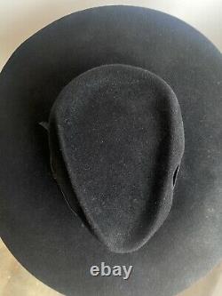 GLADYS TAMEZ Dusty Black Wool Felt Wide Brim Ribbon Bow Trim Fedora Hat S