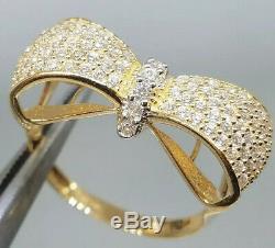 GOLD Bow Ring 14k yellow solid real simulated Diamond size 7 ask 5 6 8 9