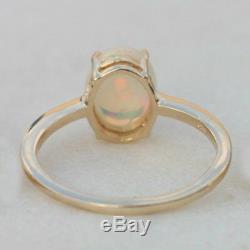 Genuine 1.05 Ct Opal Gemstone 14K Yellow Gold Wedding Ring Valentine Jewelry NEW