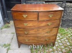 Georgian Mahogany Bow Fronted Two Over Three Chest Of Drawers