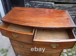 Georgian Mahogany Bow Fronted Two Over Three Chest Of Drawers