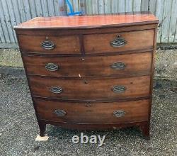 Georgian Mahogany Two Over Three Bow Front Chest Of Drawers