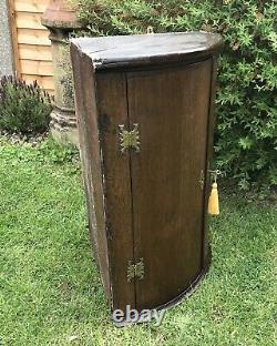 Georgian Oak Bow Front Corner Cupboard Antique Drinks Bathroom Cabinet