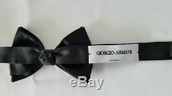 Georgio ARMANI Hand Made Men's Bow Tie Black 100% Silk Italy