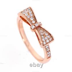 Gift For Her 14k Yellow Gold Natural Diamond No Stone Bow Band Birthday Ring
