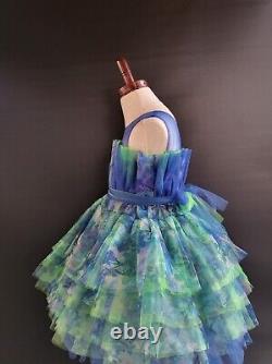 Girls blue and green hand made tutu dress