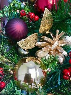 Glittery Poinsettia Bow WALL TREE Holiday Decor, Cordless Light with Timer