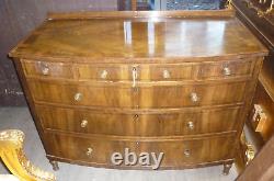 Good Edwardian Walnut Bow Fronted Chest Of Six Drawers Lockable With Key Provide