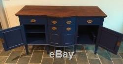 Gorgeous Navy/Copper Hand Painted Bow Front Sideboard