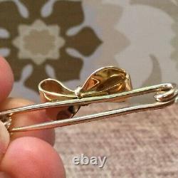 Gorgeous, Vintage 18 Ct gold Red Enamel Bow Brooch Pin Ex Con 5gr 4cm x 1cm MINT