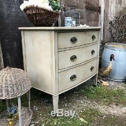 Grey Bow Fronted Gustavian Country Vintage Chest of Drawers / Basin Base Casters