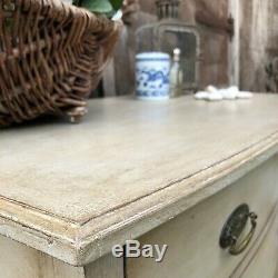Grey Bow Fronted Gustavian Country Vintage Chest of Drawers / Basin Base Casters