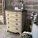 Grey Gustavian Country Style Bow Fronted Vintage Chest of Drawers Bedside Table