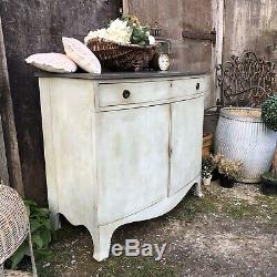 Gustavian Country Style Duck Egg Blue Bow Fronted Vintage Sideboard / Cabinet